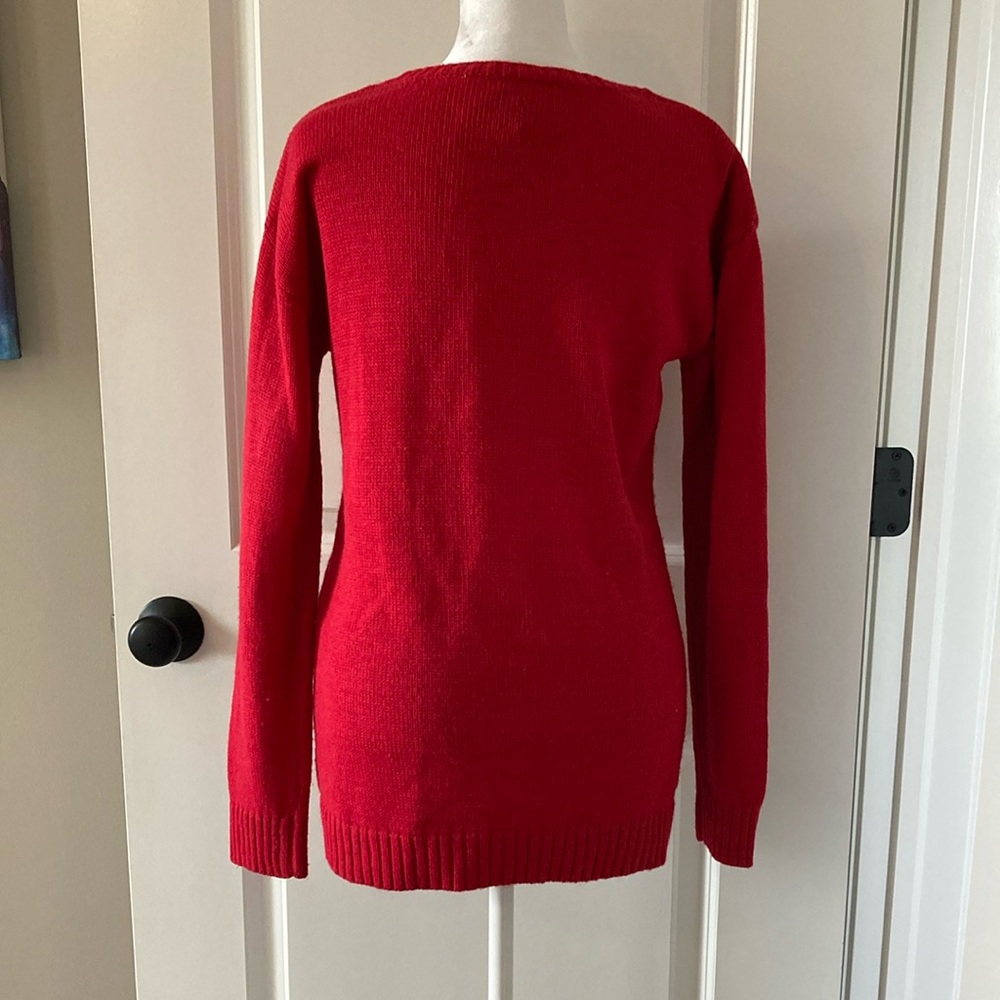 Medium Red and Green Crew Neck Christmas Sweater - Picture 7 of 11